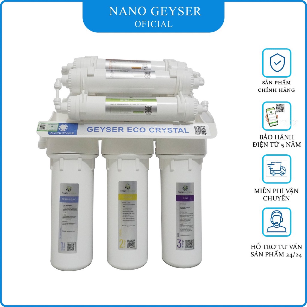 Máy lọc nước gia đình Nano Geyser Eco Crystal 8 cấp - Máy lọc nước không dùng điện, không nước thải