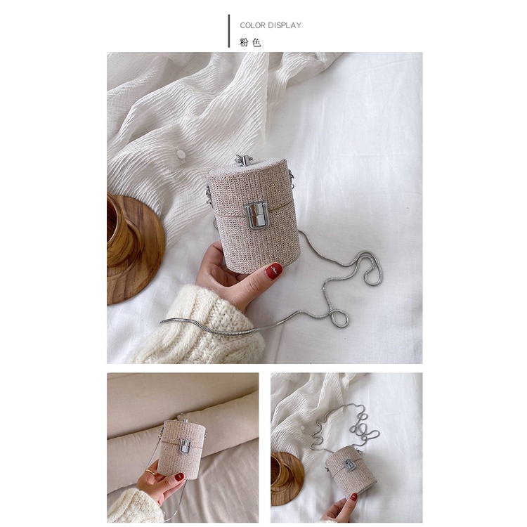 Túi Đeo Chéo Mini Phối Dây Xích Thời Trang Hàn Quốc Cao Cấp Trẻ Trung