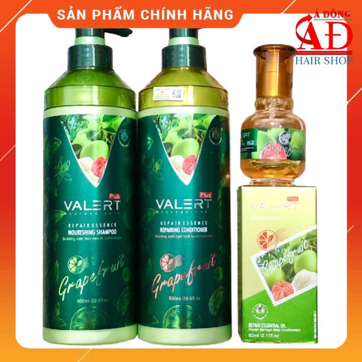 [Chính hãng][Giá sỉ] Bộ dầu gội xả bưởi Valert Grapefruit siêu mượt ngăn rụng mọc tóc 850mlx2 + Tinh dầu 60ml