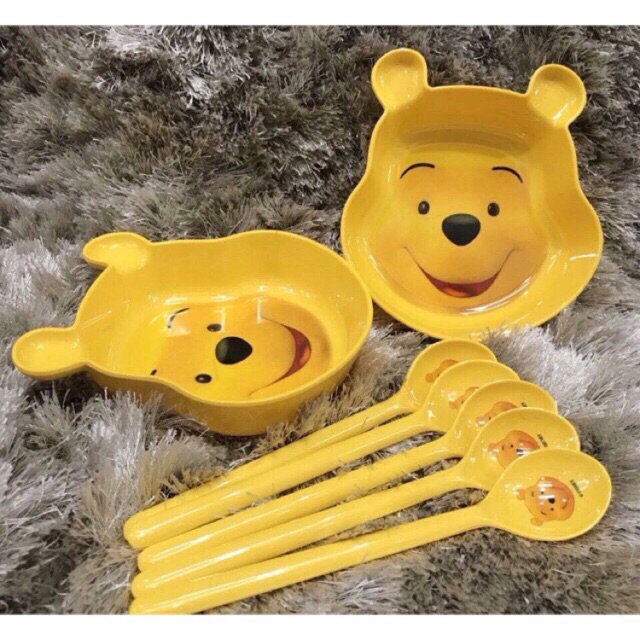 Bộ bát thìa nhựa phíp gấu Pooh super wave Made in Thái Lan ( 1 bát + 1 thìa )