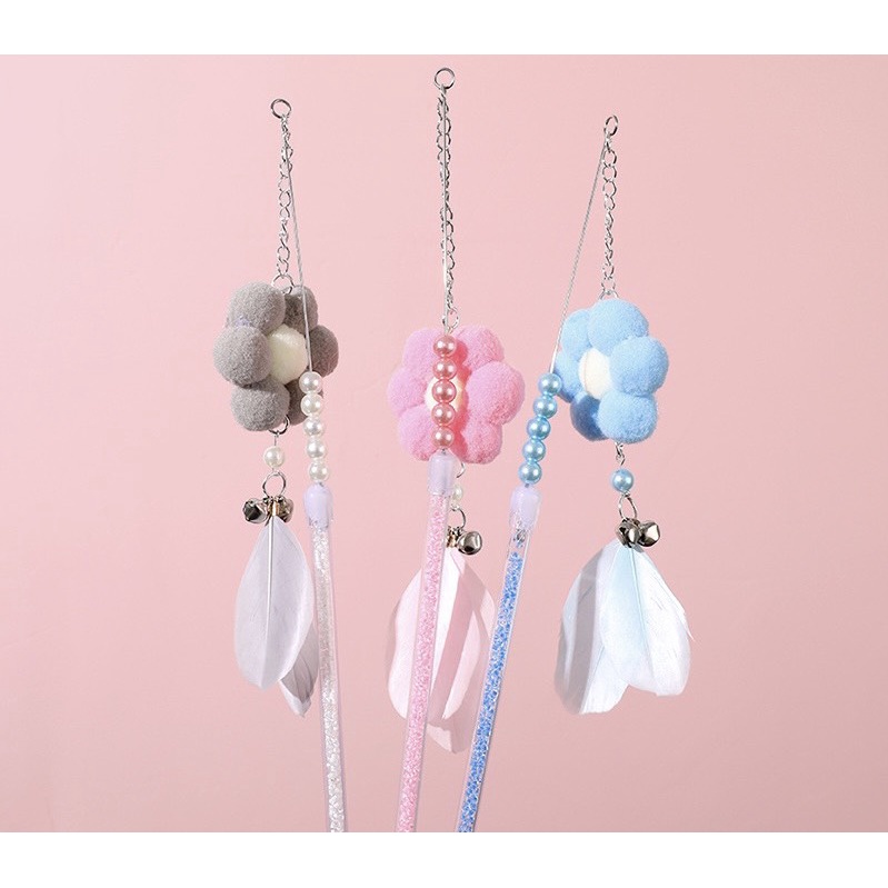 Cây Vờn Cần Câu Mèo Dây Thép Dẻo, Đồ Chơi Cho Mèo Pet Thú Cưng, Cây Vờn Vui Nhộn , Lông Vũ Nhiều Mẫu Giá Siêu Rẻ