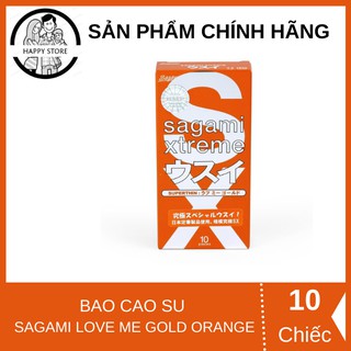 Bao Cao Su SAGAMI LOVE ME GOLD ORANGE BOX - Hộp 10 Cái - Truyền nhiệt nhanh, Siêu Khoái Cảm -Nhập Khẩu Nhật [Chính Hãng]