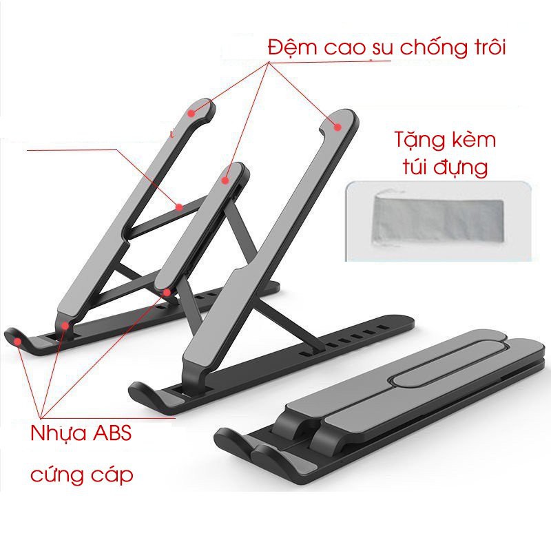 (Sỉ Tận Gốc) Chân Đế Nâng Laptop Điều Chỉnh Độ Cao- Kệ Đỡ Ipad Nhựa ABS Giá Đỡ Tản Nhiệt Laptop Có Thể Gấp Gọn