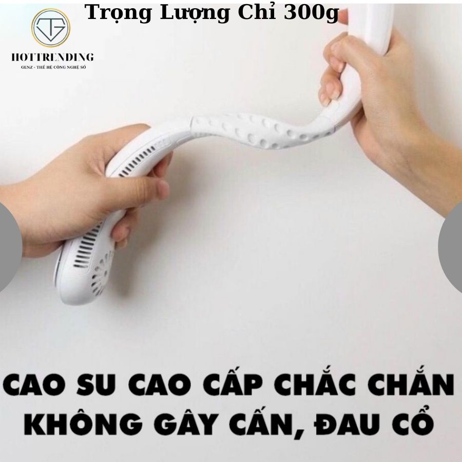 Quạt Đeo Cổ USB Mini Tích Điện Không Cánh Chính Hãng Công Nghệ Quốc Tế Tiện Lợi, Thời Tra