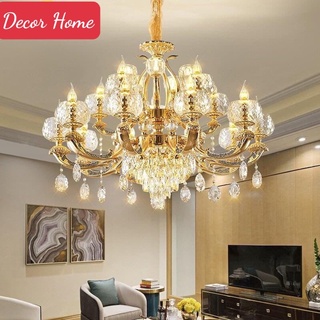 Đèn chùm pha lê cao cấp, đèn chùm trang trí phòng khách hiện đại 20 tay 3 tầng siêu đẹp tặng kèm bóng led