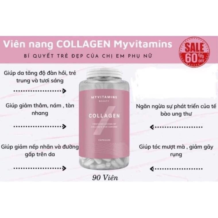 Collagen myvitamins thuỷ phân hộp 90v date mới nhất 9/2024