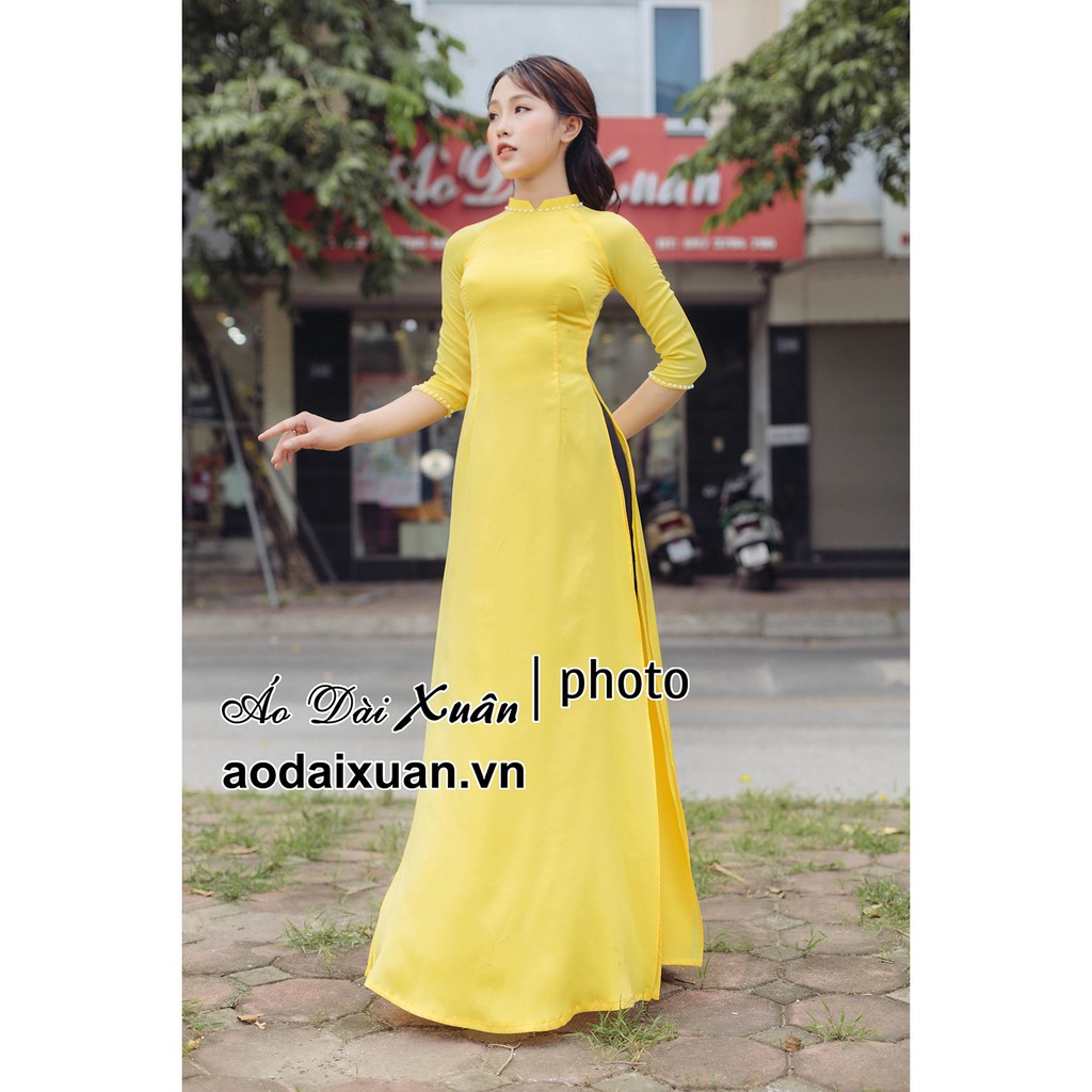 Áo dài lụa vàng trơn - 200802