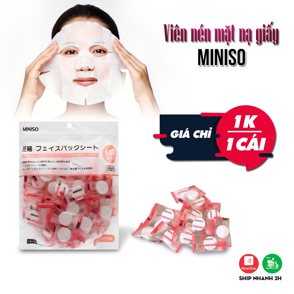 [RẺ VÔ ĐỊCH] Mặt Nạ Viên Nén MINISO Japan 1K (1v) - Dùng Được Cho Mọi Da Khô - Da Mụn - Giúp Thải Độc Sáng Dạ.