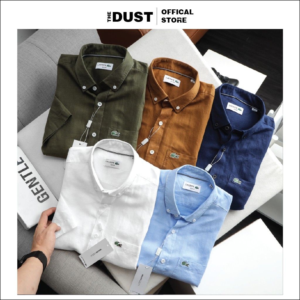 Áo sơ mi nam ngắn tay vải đũi LCT form slim fit, Sơ mi nam công sở chất liệu linen nhẹ cao cấp