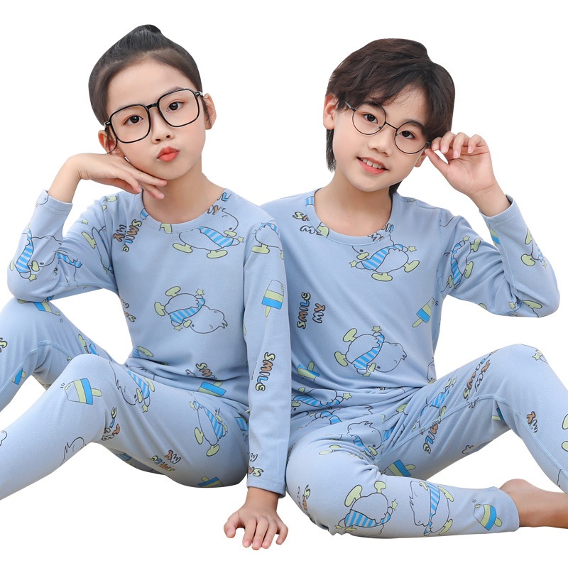 Size 100-180 Big Kids Teenage Girls Pajamas Sets Cusi Cotton Soft Warm Cartoon Pajamas Home Clothes 2 Pcs Sets for Boys Children