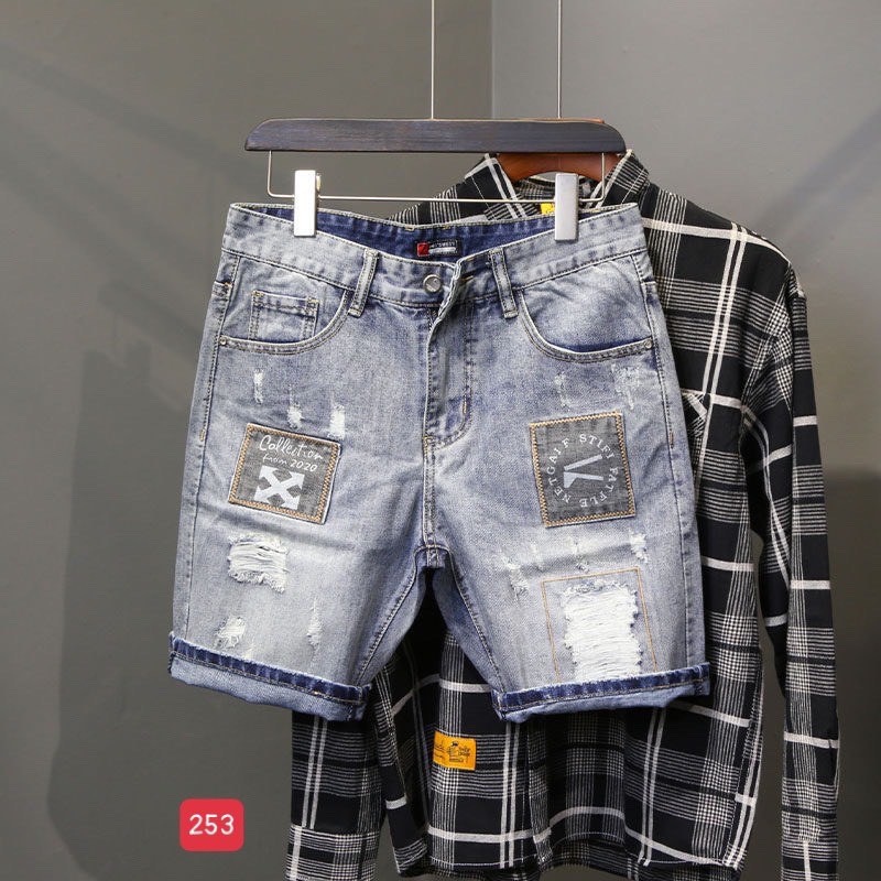 Quần Short Jean Nam Đẹp Chất Bò Co Giãn Cao Cấp, Quần Ngố rách Mẫu Mới Phong Cách Hàn Quốc Q253