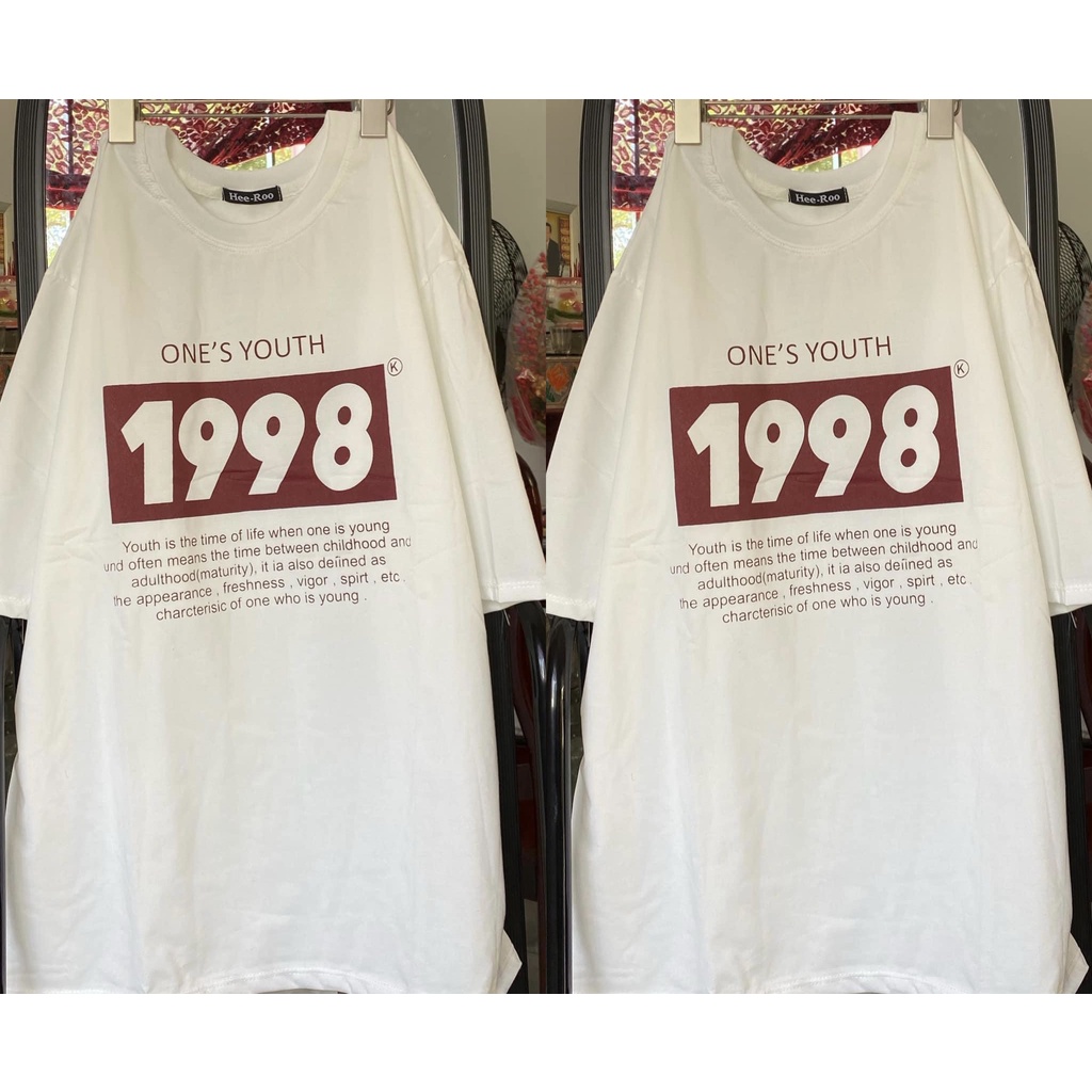 ÁO THUN 1998 HOT QC  PHÔNG NAM NỮ TAY NGẴN GIA ĐÌNH  SIZE TRẺ EM CHO BÉ TRAI GÁI UNISEX ĐEN TRẮNG HỒNG vuhuyenstore