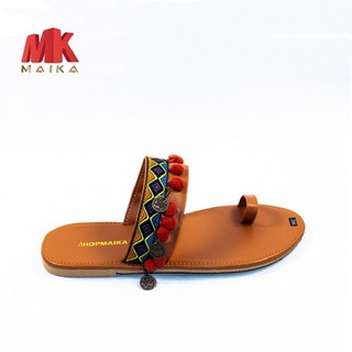 Dép Quai Ngang Xỏ Ngón Thời Trang S124 Nâu MK MAIKA
