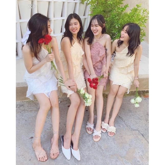 Đầm Lông Tầng Bèo Cổ Yếm Đủ Màu