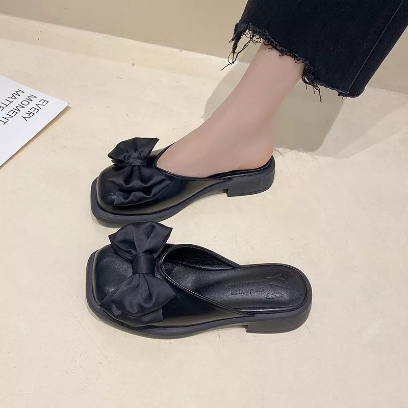 HÀNG CÓ SẴN: Giày sục marry nơ mũi vuông đế đúc da mềm êm chân - Lamlam3456