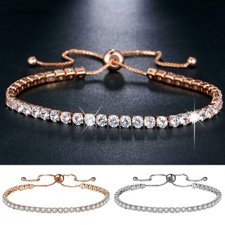 Luxury Cubic Zircon Single Row Pull Slider Bracelet Adjustable Bangle