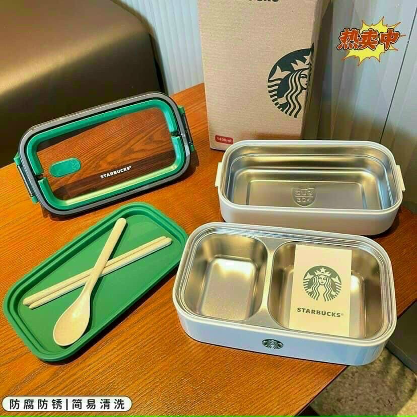 Hộp Đựng Cơm Trưa Giữ Nhiệt 6-8h S.tarbucks Giúp Thức Ăn Luôn Ngon Miệng Chất Liệu Thép 304 Hàng 2 Lớp Chính Hãng