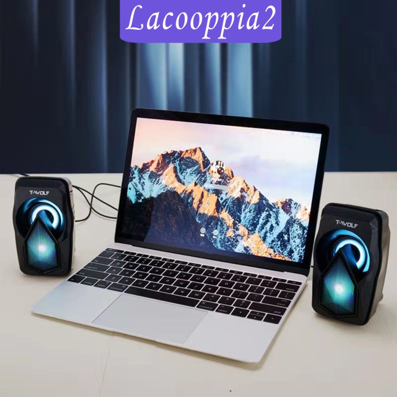 [LACOOPPIA2] Mini USB Wired Multimedia Computer Speakers with Colorful Light Bass Stereo