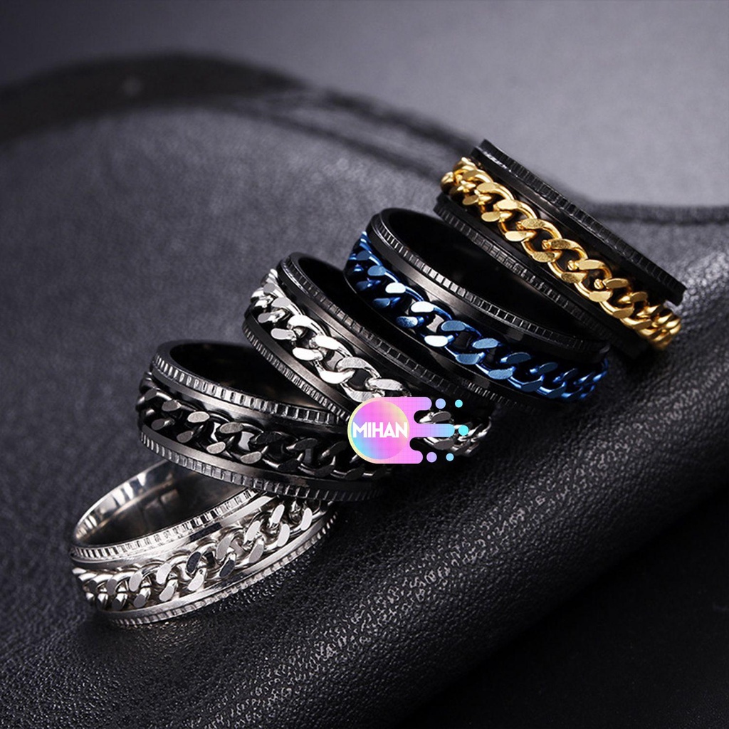 Nhẫn thép titan chất lượng cao có thể xoay vòng MIHAN1