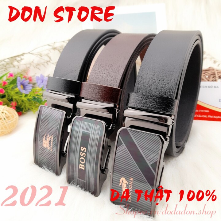 [HOT] Thắt Lưng Nam Da Bò Thật Mẫu Mới 2021 Kiểu Khóa Lăn Chất Liệu Hợp Kim Thép Chống Gỉ (BH 1 NĂM)