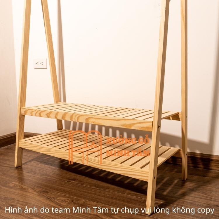 Kệ treo quần áo chữ A 2 tầng gỗ thông Minh Tâm, chống mốt mọt, đã qua xử lý, kích thước 150*86*34cm, bảo hành 12 tháng