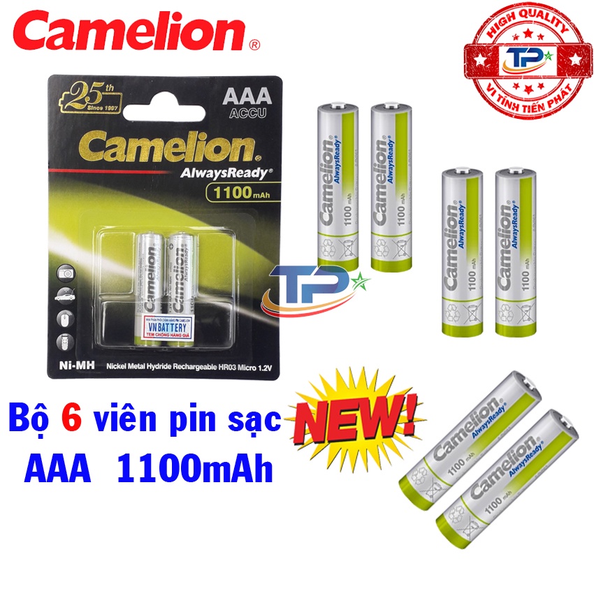 Bộ 6 Pin Sạc AAA (3A) Camelion LockBox Rechargeable Accu / AlwaysReady 1100mAh - 1.2V