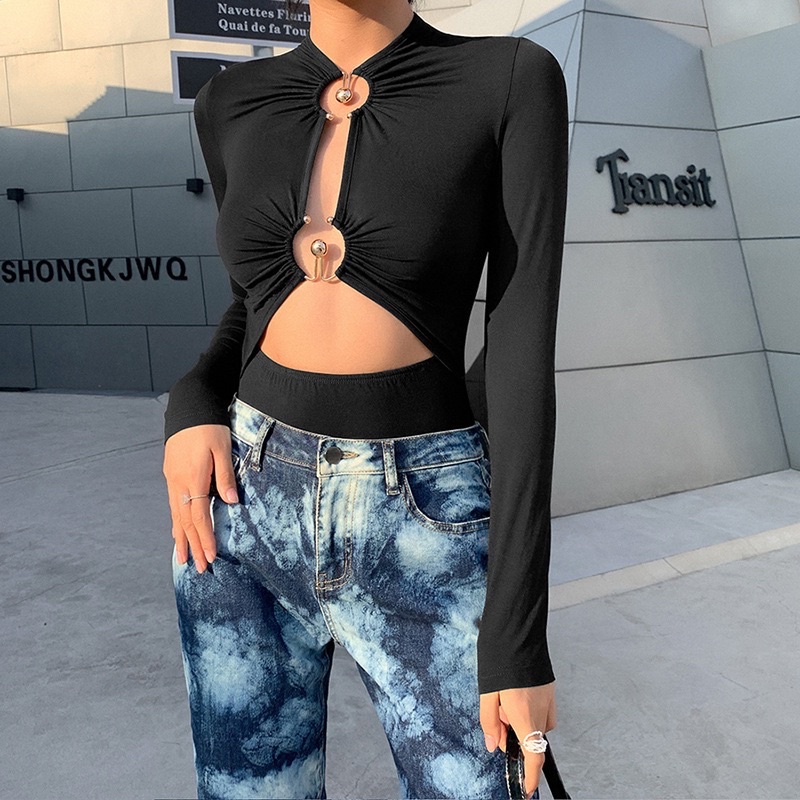 Áo bodysuit cutout eo ngực dài tay | BigBuy360 - bigbuy360.vn