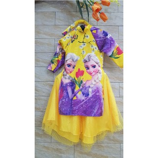 Bộ áo dài Elsa kèm mấn 9-26kg cho  bé gái