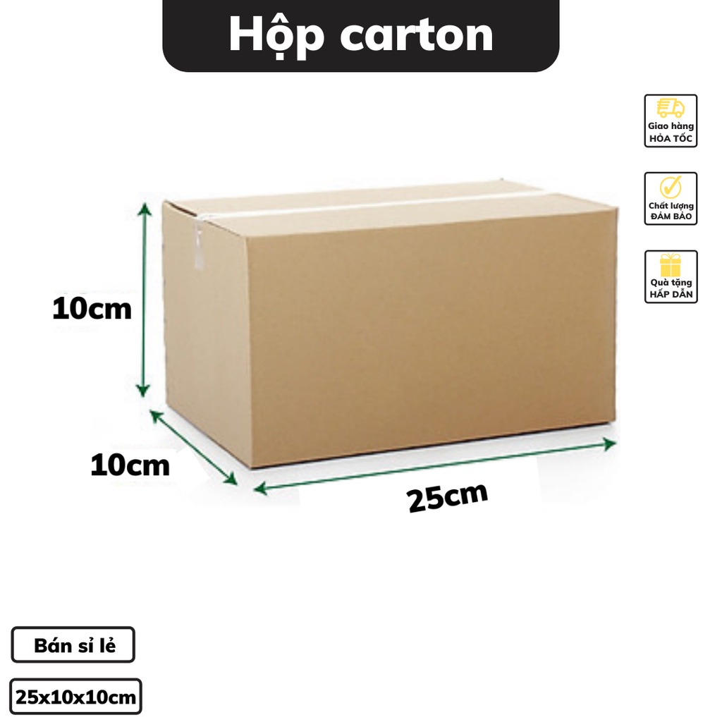 Thùng carton 25 x 10 x 10 cm đóng hàng  cỡ to thiết kế bìa dày 3 lớp dày dặn chắc chắn nhiều kích cỡ có bán sỉ lẻ