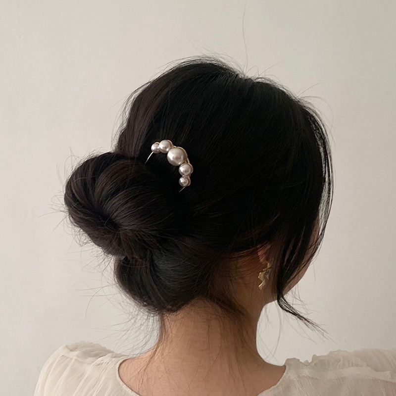 Trâm cài tóc chữ U đính ngọc trai nhân tạo thời trang tinh tế đẹp mắt