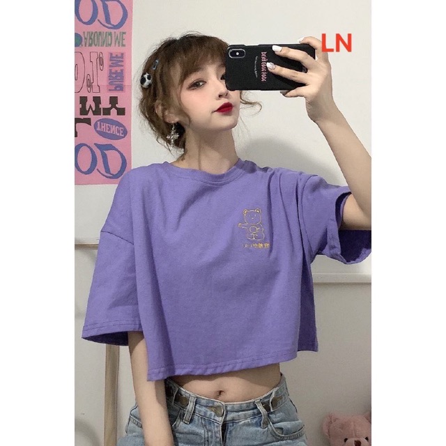 Áo croptop lô gô gấu LN12