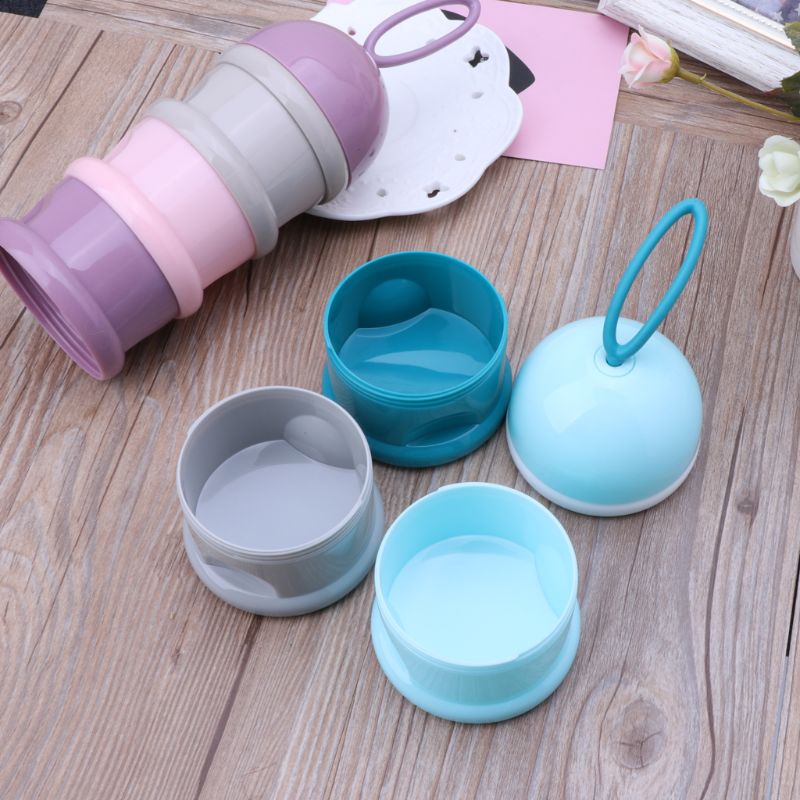Hộp đựng sữa bột/thức ăn/thức ăn ba ngăn nhỏ gọn cho bé sơ sinh