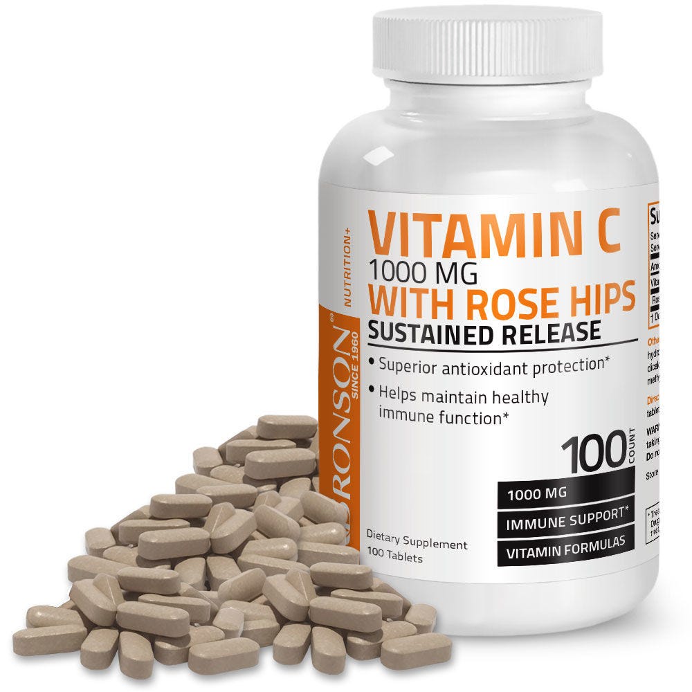 Organic Vitamin C 1000mg SR With Rose Hips - 100 viên Mỹ - Bổ sung Vitamin C