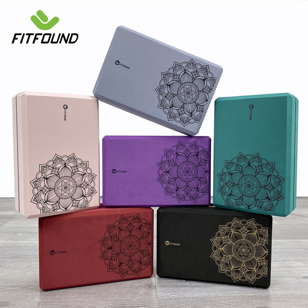 Gạch gối tập yoga eva nặng 300g in hoa mandala độ cứng cao không lún- Yoga block