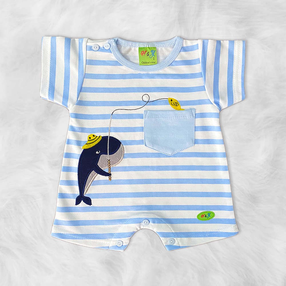 Bodysuit Sơ Sinh ngắn hình Cá Voi ngộ nghĩnh cho Bé