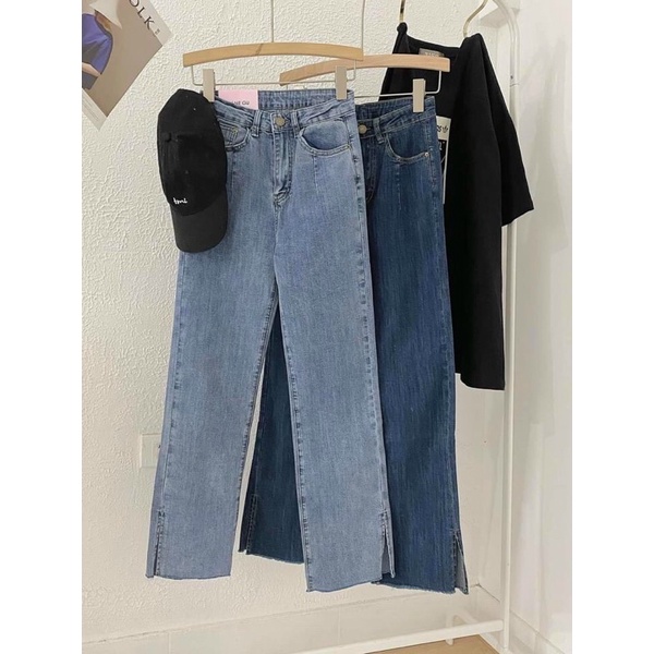 Quần JEANS nữ xẻ gấu ống đứng cạp cao(kèm quà tặng)DAQUY20quần bò xẻ gấu ống xuông phong cách Hàn quốc