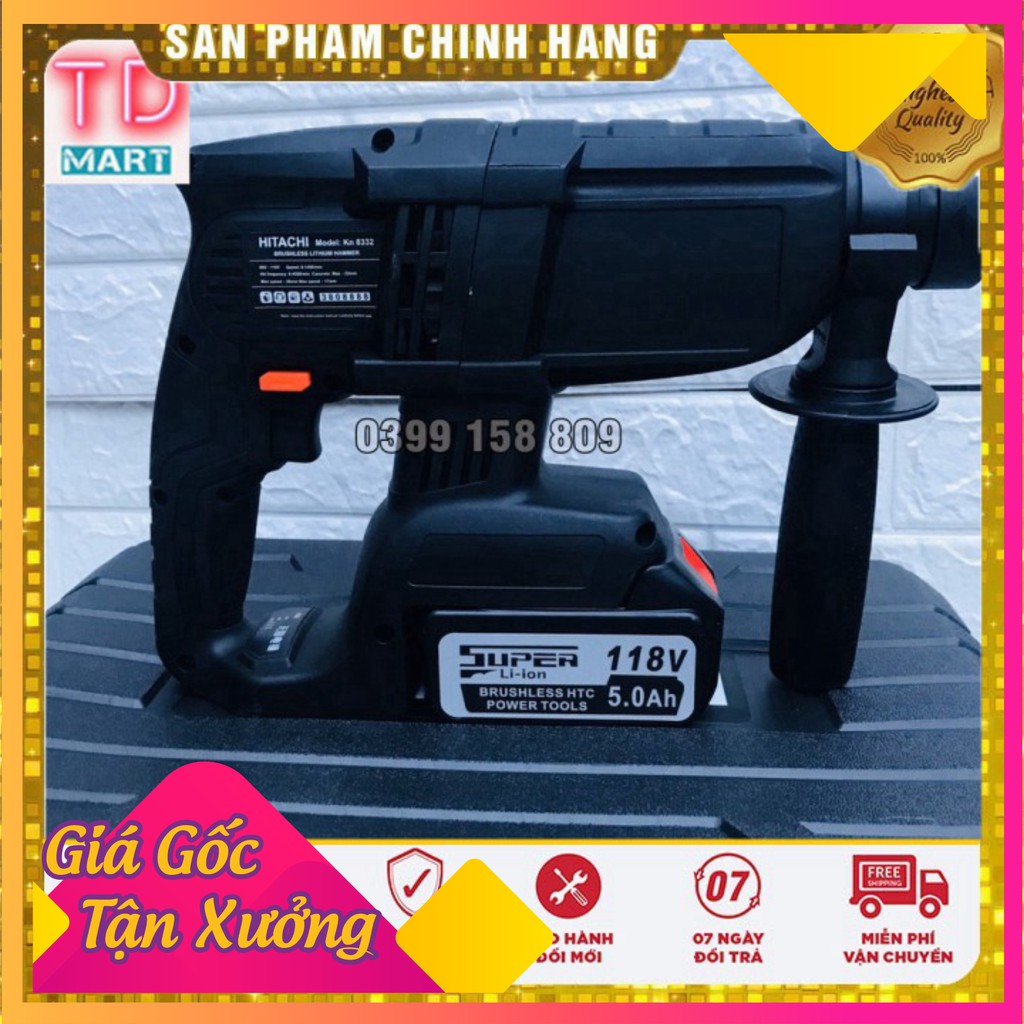 [ GIÁ HỦY DIỆT ]  Máy Khoan Đục Bê Tông HITACHI 118V 3 chức năng Không Chổi Than Tặng mũi khoan