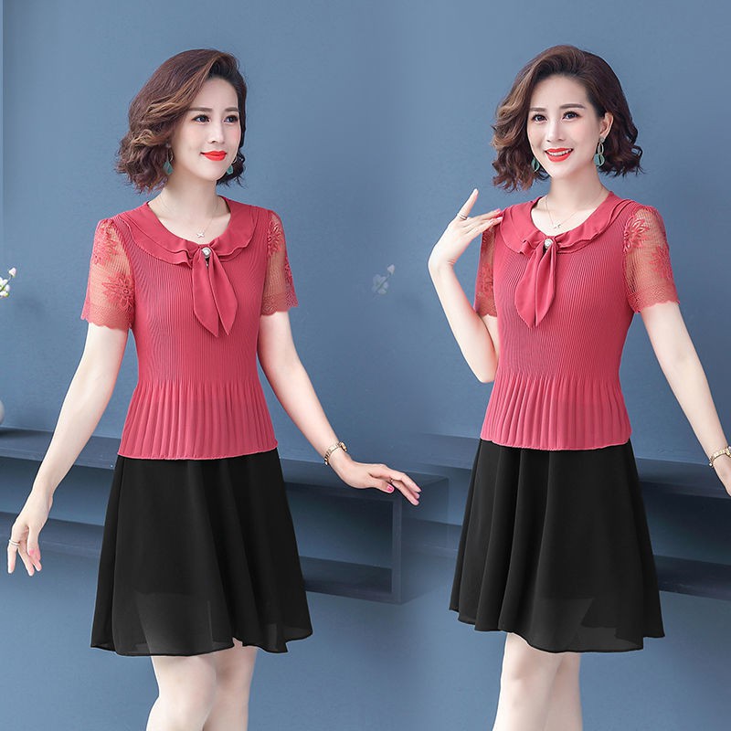 Váy bầu mùa hè mới 2021 của mẹ, hoa voan tây, liền thân nữ trung niên 40 tuổi | BigBuy360 - bigbuy360.vn