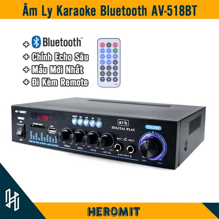 Âm Ly Karaoke Bluetooth AV-568BT Chỉnh Echo Chuyên Sâu ( mẫu mới nhất )