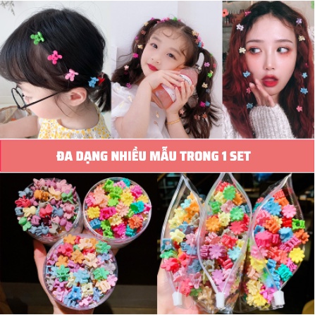 Bộ 50 kẹp tóc hình bông hoa/nơ nhiều màu sắc xinh xắn cho nữ