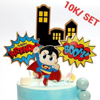 Que cắm Siêu Nhân 6 chi tiết trang trí bánh sinh nhật bánh rau câu