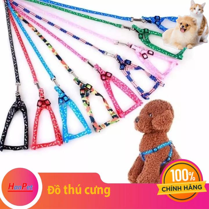 Dây dắt chó mèo + dây yếm đai yên ngựa nhỏ xinh cho chó mèo (2 size) loại 1 lớp