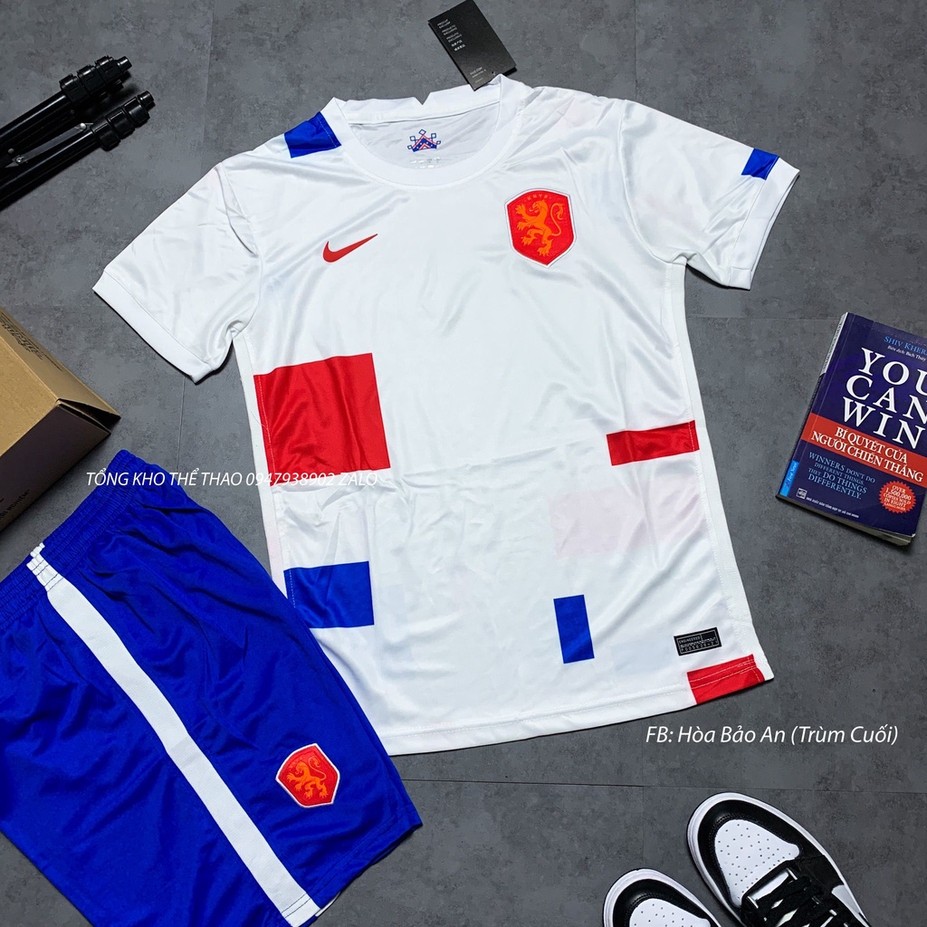 Set Bộ Quần Áo Bóng Đá Đội Tuyển Hà Lan WC 2022 Màu Trắng Caro - Vải Thái Chuẩn Áo Thi Đấu - Áo Đá Banh Hà lan