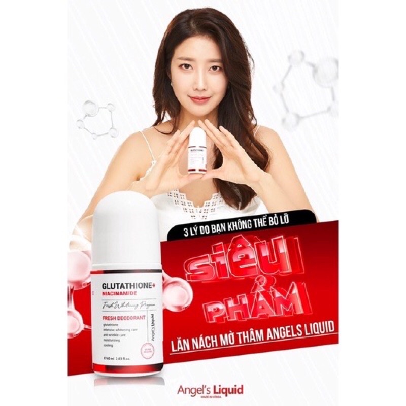 Lăn Nách Khử Mùi , Giảm Thâm Glutathione Fresh Up Whitening Angel’s Liquid 60ml [ Chính - Hãng ]