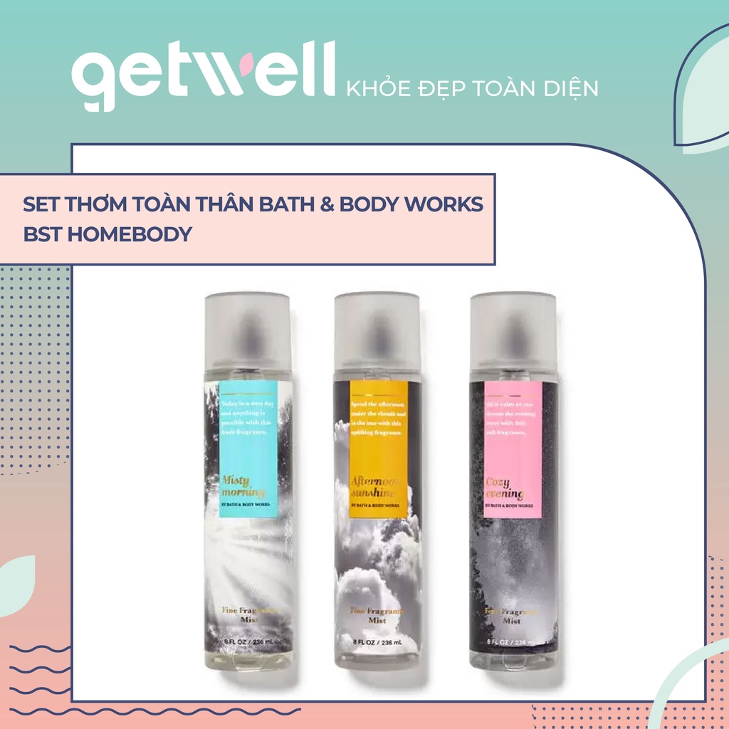 Xịt thơm Body Mist Bath & Body Works 236ml AFTERNOON SUNSHINE COZY EVENING MISTY MORNING