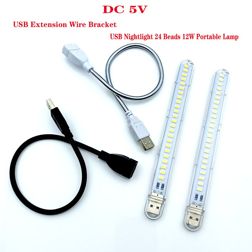 Thanh đèn LED 24 bóng siêu sáng cổng cắm USB thích hợp để bàn học, đọc sách đầu giường