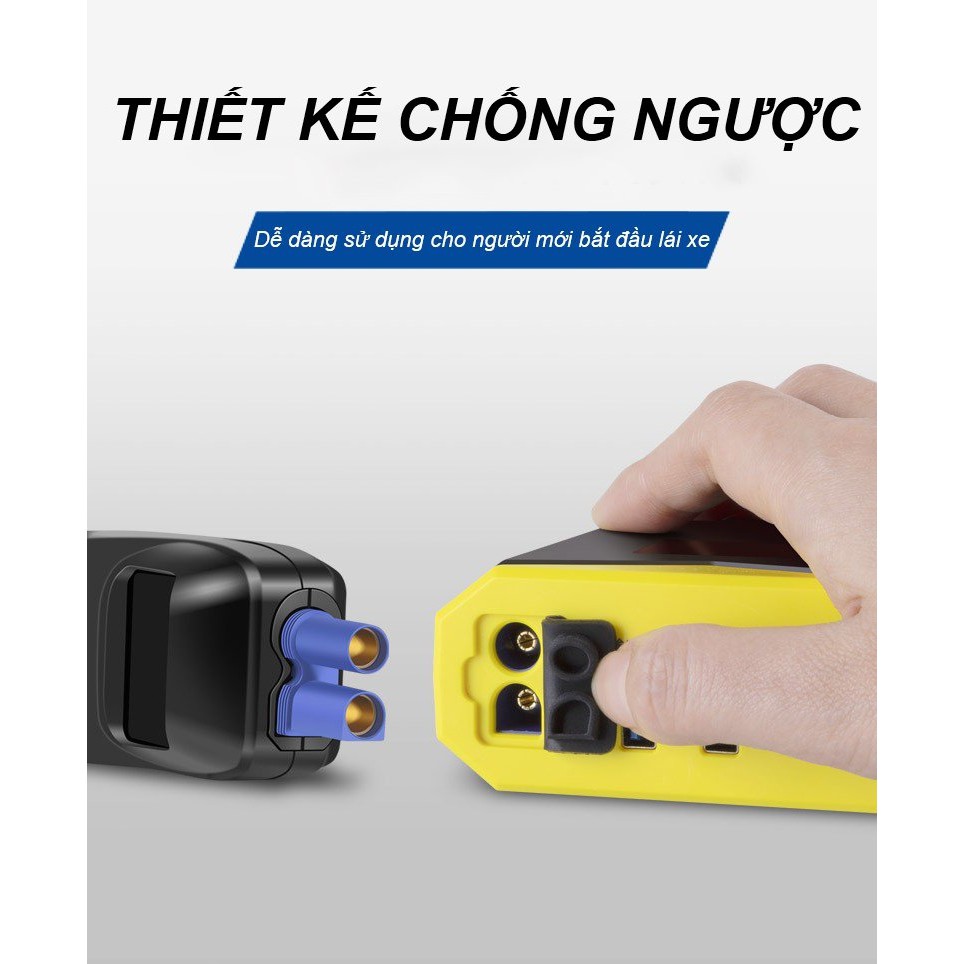 Bộ kích bình ô tô 750A - 1500A chuyên dụng kiêm sạc dự phòng không dây 12000 mAh có đèn pin Michelin 4163ML