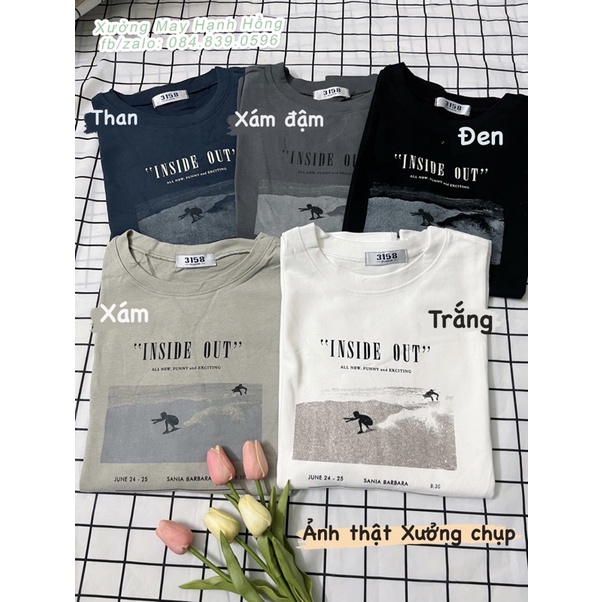 Áo phông nam/nữ INSIDE OUT trượt tuyết chất nhung tuyết oversize siêu rộng, Áo phông dài tay hàng Quảng Châu