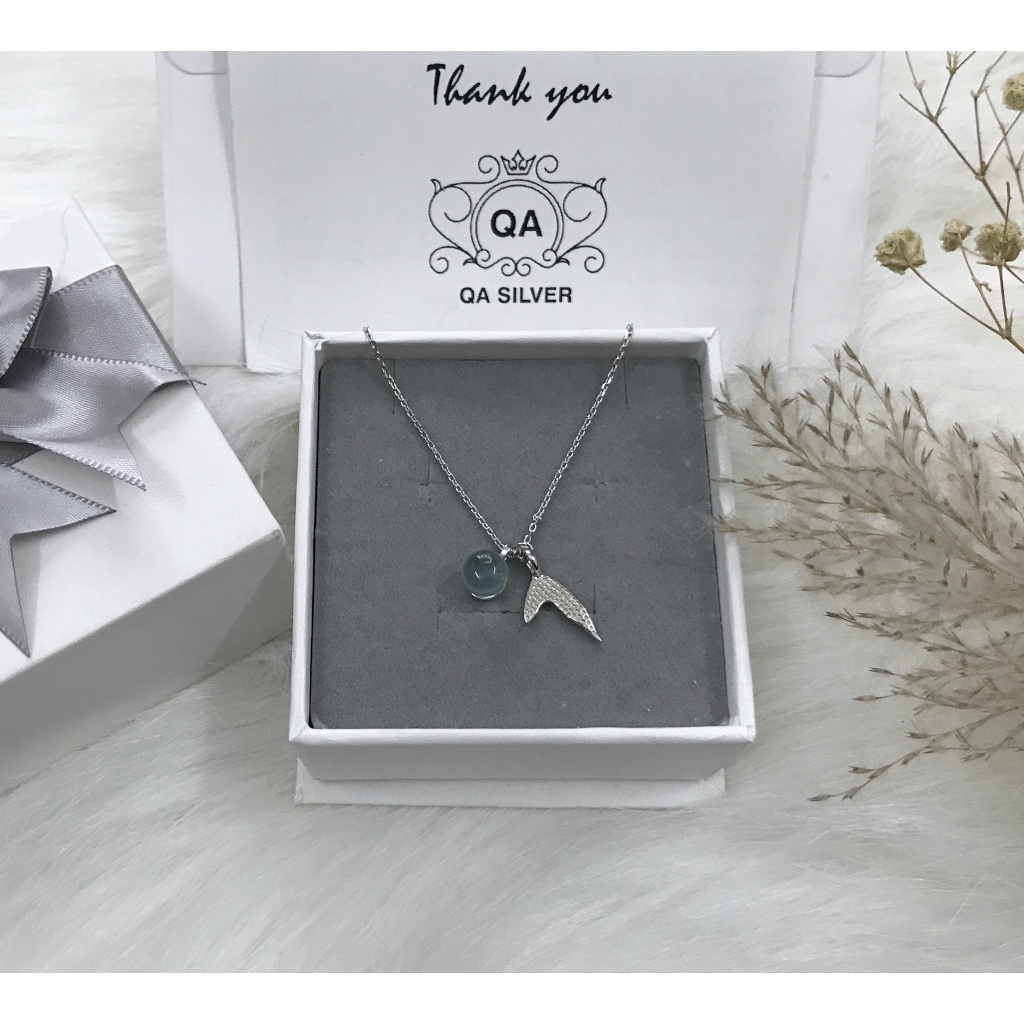 Dây chuyền bạc 925 đuôi cá đá xanh Vòng cổ tiên cá bọt biển S925 MERMAID Silver Necklace QA SILVER NE180802