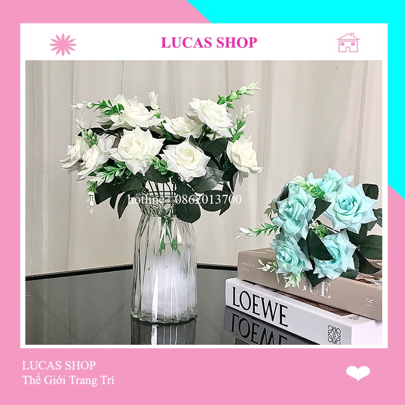 Cụm Hoa Hồng Cánh Xoắn 30cm 7 Nhánh (Kèm Lá)  Decor Nhà Cửa, Trang Trí Chụp Ảnh